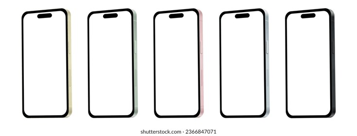 New Smartphone Set of 5 Pieces in New Original Colors - Vector illustration