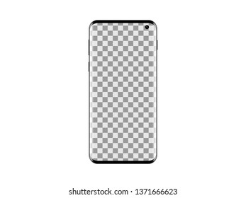 New smartphone with transparent screen on white background isolated vector illustration.  with clipping mask on the screen