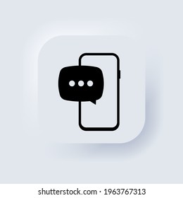 New sms notification on mobile phone , smartphone screen with new unread message. Neumorphic UI UX white user interface web button. Neumorphism. Vector EPS 10.
