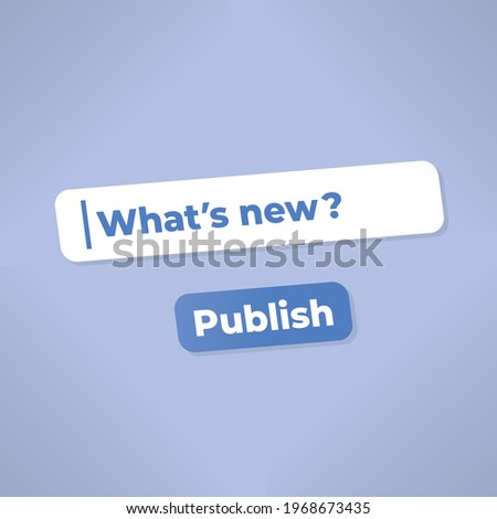 New social media network (Facebook messenger, Instagram, Twitter, Whatsapp etc.) post or message publishing on mobile phone or computer screen. Concepts: sharing news, Internet communication.