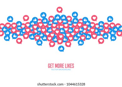 New social network like icons abstract illustration isolated on white background. Vector social media icons set. Design Elements for Web, Internet, App, Advertisement, Promotion, Marketing, Business.