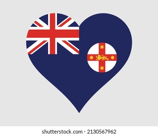 New South Wales Australia Heart Flag. NSW Love Shape Flag. Australian State Banner Icon Sign Symbol Clipart. EPS Vector Illustration. svg