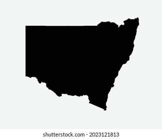 New South Wales Australia Map Black Silhouette. NSW, Australian State Shape Geography Atlas Border Boundary. Black Map Isolated on a White Background. EPS Vector Graphic Clipart Icon