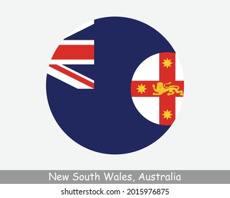 New South Wales Australia Round Circle Flag. NSW Australian State Circular Button Banner Symbol EPS-Vektorgrafik