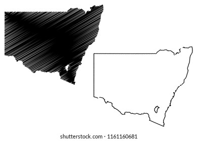 New South Wales (Australian states and territories, NSW) map vector illustration, scribble sketch New South Wales map