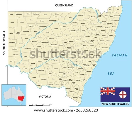 New South Wales county map, Australia
