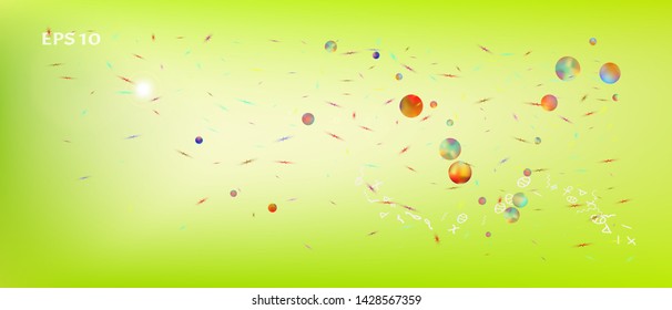 New space and signs confetti. Background modern. Professional colorific illustration. Ultra Wide background texture. Colorful clean abstraction. Green colored.