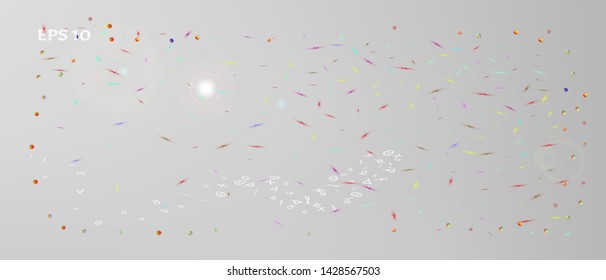 New space and signs confetti. Background bright. Minimal colorific illustration. A new Ultra Wide collection background. Colorful crisp abstraction. White neutral main theme.
