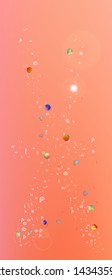 New space and signs confetti. Minimal colorific illustration. Background blur. A good Ultra Wide background. Colorful breezy abstraction. Coral theme.