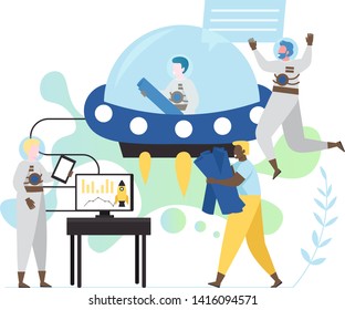 New space technologies, vector flat style design illustration