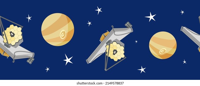New Space Telescope in The Solar System Explores Jupiter. Seamless Border.
