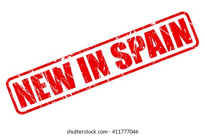 NEW IN SPAIN red stamp text on white