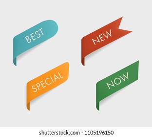 New and special and now and best tag ribbon and banner vector.