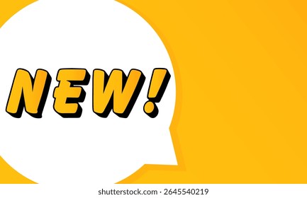 New speech bubble. Bold outline, comic style shape, vibrant background, dialog element, visual communication, announcement layout, message highlight, template for interaction.