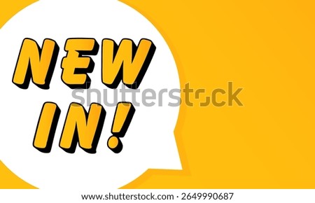 New in speech bubble. Bold outline, comic style shape, vibrant background, dialog element, visual communication, announcement layout, message highlight, template for interaction.