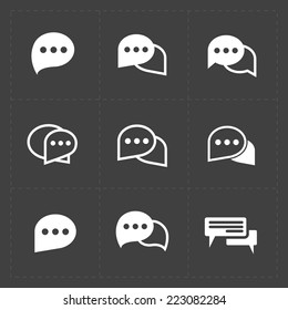 New Speech bubble icons on black background. Vector illustration