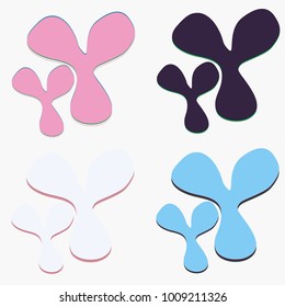 New splats splashes and blobs of brightly colored paint isolated on background.