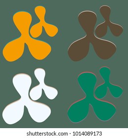 New splats splashes and blobs of brightly colored paint isolated on background.