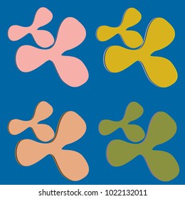 New splats splashes and blobs of brightly colored paint isolated on background.