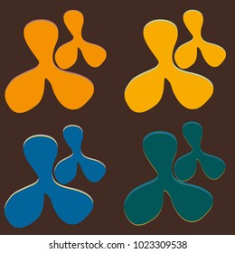 New splats splashes and blobs of brightly colored paint isolated on background.