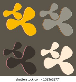 New splats splashes and blobs of brightly colored paint isolated on background.