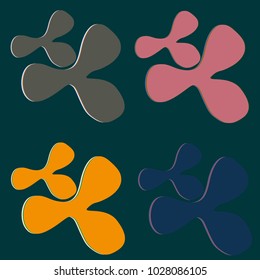 New splats splashes and blobs of brightly colored paint isolated on background.
