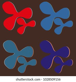 New splats splashes and blobs of brightly colored paint isolated on background.