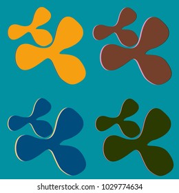 New splats splashes and blobs of brightly colored paint isolated on background.