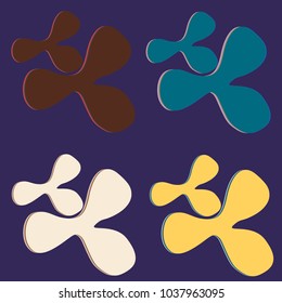New splats splashes and blobs of brightly colored paint isolated on background.