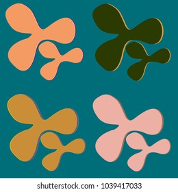 New splats splashes and blobs of brightly colored paint isolated on background.