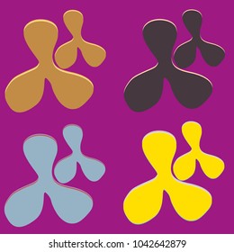 New splats splashes and blobs of brightly colored paint isolated on background.