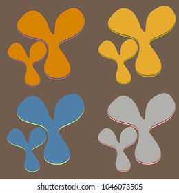 New splats splashes and blobs of brightly colored paint isolated on background.