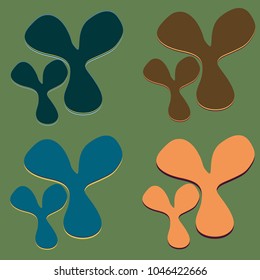 New splats splashes and blobs of brightly colored paint isolated on background.