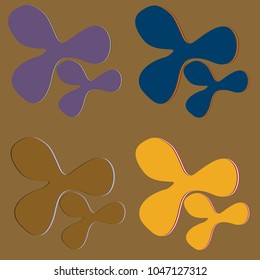 New splats splashes and blobs of brightly colored paint isolated on background.