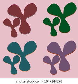 New splats splashes and blobs of brightly colored paint isolated on background.