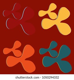 New splats splashes and blobs of brightly colored paint isolated on background.