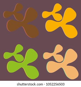 New splats splashes and blobs of brightly colored paint isolated on background.