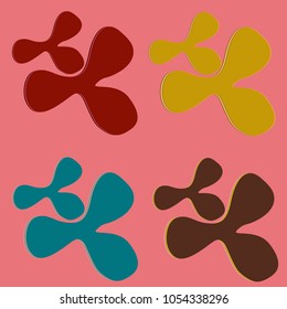 New splats splashes and blobs of brightly colored paint isolated on background.