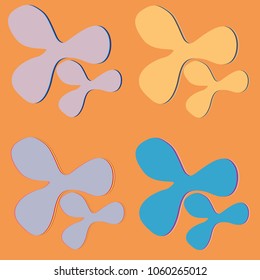 New splats splashes and blobs of brightly colored paint isolated on background.