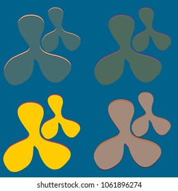 New splats splashes and blobs of brightly colored paint isolated on background.