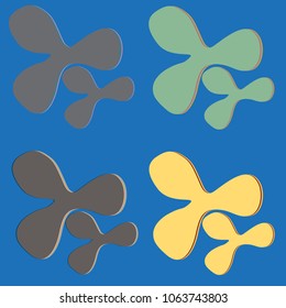 New splats splashes and blobs of brightly colored paint isolated on background.