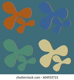 New splats splashes and blobs of brightly colored paint isolated on background.