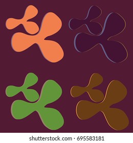 New splats splashes and blobs of brightly colored paint isolated on background.