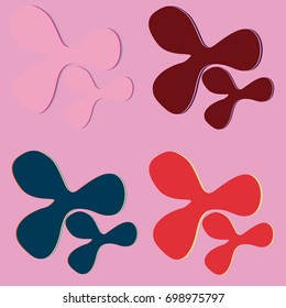 New splats splashes and blobs of brightly colored paint isolated on background.