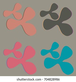New splats splashes and blobs of brightly colored paint isolated on background.
