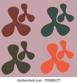 New splats splashes and blobs of brightly colored paint isolated on background.