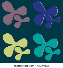 New splats splashes and blobs of brightly colored paint isolated on background.