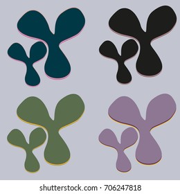 New splats splashes and blobs of brightly colored paint isolated on background.