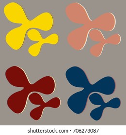 New splats splashes and blobs of brightly colored paint isolated on background.