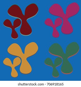 New splats splashes and blobs of brightly colored paint isolated on background.